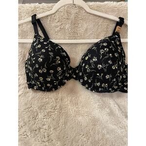 Victoria Secret Push Up Bra Black Lace White Floral Women's Size 36DD NWT
